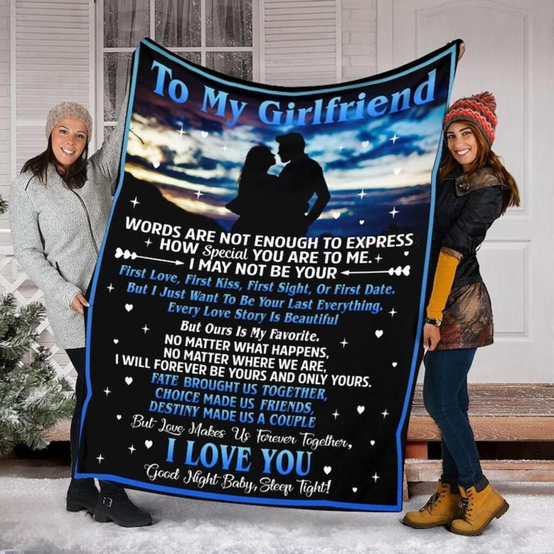 To My GirlFriend Union Love From BoyFriend Blanket, Fleece Sherpa Mink Blankets, Christmas Gift For Her, Anniversary Gift