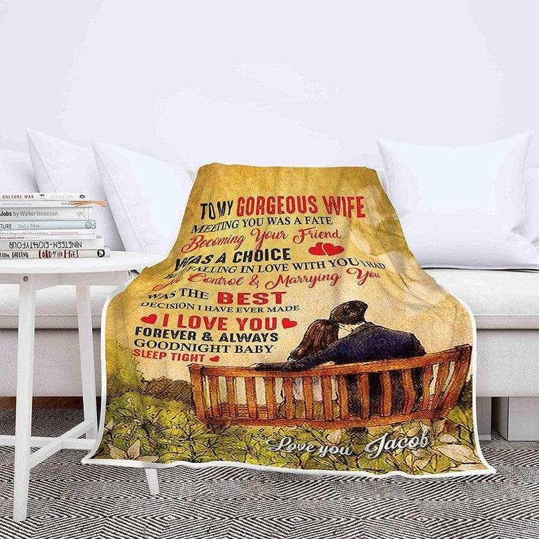 To My Gorgeous Wife Personalized Blanket, Gift for Valentines Day, Christmas, Birthday, Fleece Blanket, Couple Custom Gift, Gift For Wife