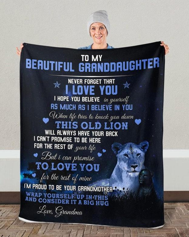 To my granddaughter blankets, Lion blanket from Grandma, Fleece sherpa blanket,Granddaughter birthday, gift from Grandpa,Personalized gifts,