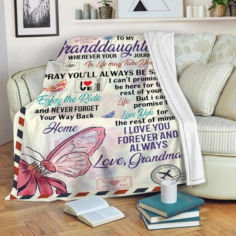 To My Granddaughter Love Mail Blanket, Gift For Birthday Girl, Anniversary Gift, Daughter Blanket, Gift for Granddaughter