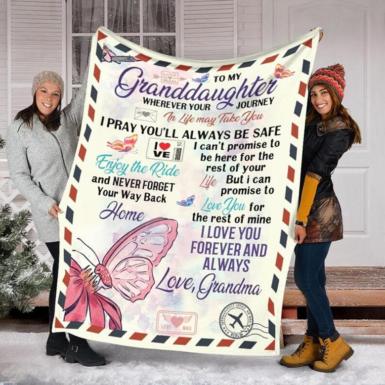 To My Granddaughter Love Mail Blanket, Gift For Birthday Girl, Anniversary Gift, Daughter Blanket, Gift for Granddaughter