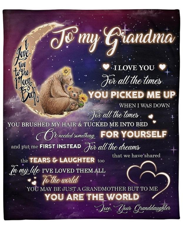 To my Grandma blankets, Bear Granddaughter blanket, Fleece sherpa blanket, grandma blanket, Custom blanket, family blanket, fleece sherpa