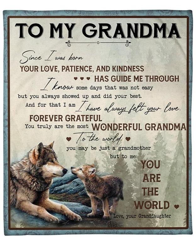 To my Grandma blankets, Wolf Granddaughter blanket, Fleece sherpa blanket, grandma blanket, Custom blanket, family blanket, fleece sherpa