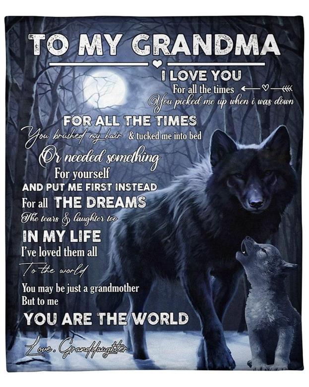To my Grandma blankets, Wolf Grandson blanket, Fleece sherpa blanket, grandma blanket, Custom blanket, family blanket, fleece sherpa blanket