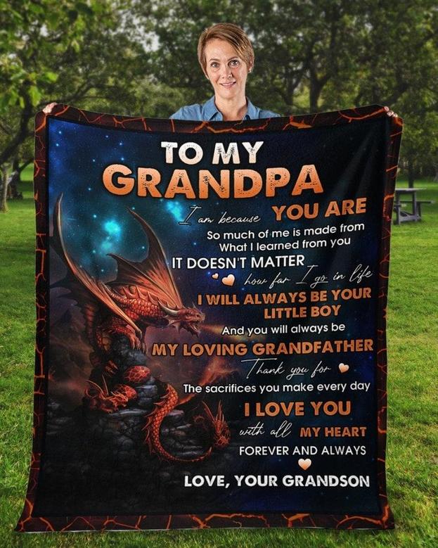 To my Grandpa blankets, Grandson blanket, Fleece sherpa blanket, grandma blanket, Custom blanket, family blanket, fleece sherpa blanket