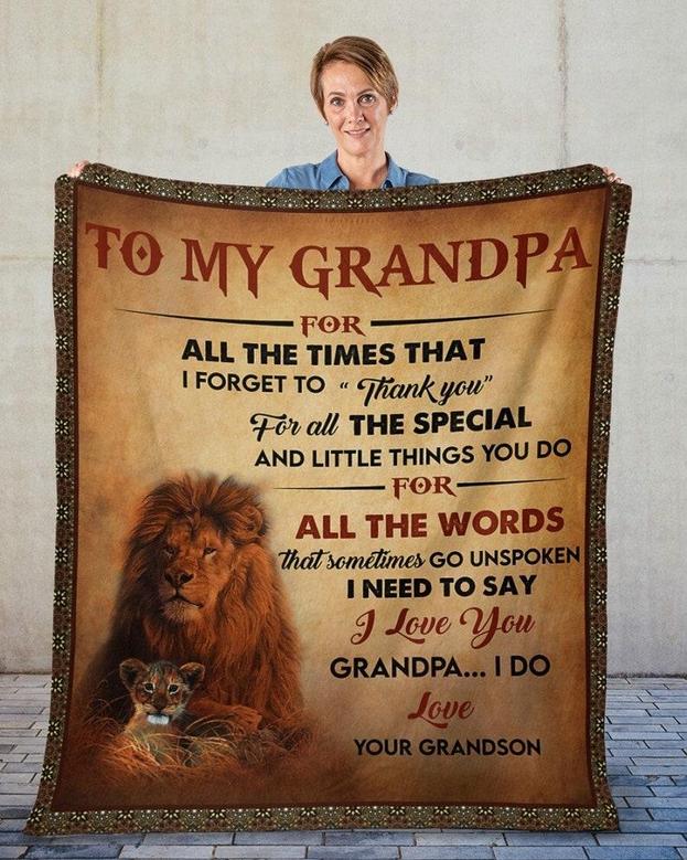 To my Grandpa Lion blankets, Grandson blanket, Fleece sherpa blanket, grandma blanket, Custom blanket, family blanket, fleece sherpa blanket