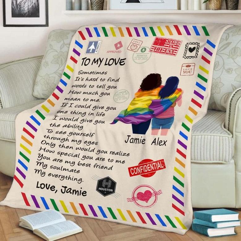 To My Love You Are My Everything Customized LGBT Blanket, Custom Blanket For Gay/Lesbian Couples, Gift For Pride Month, Gift For Anniversary