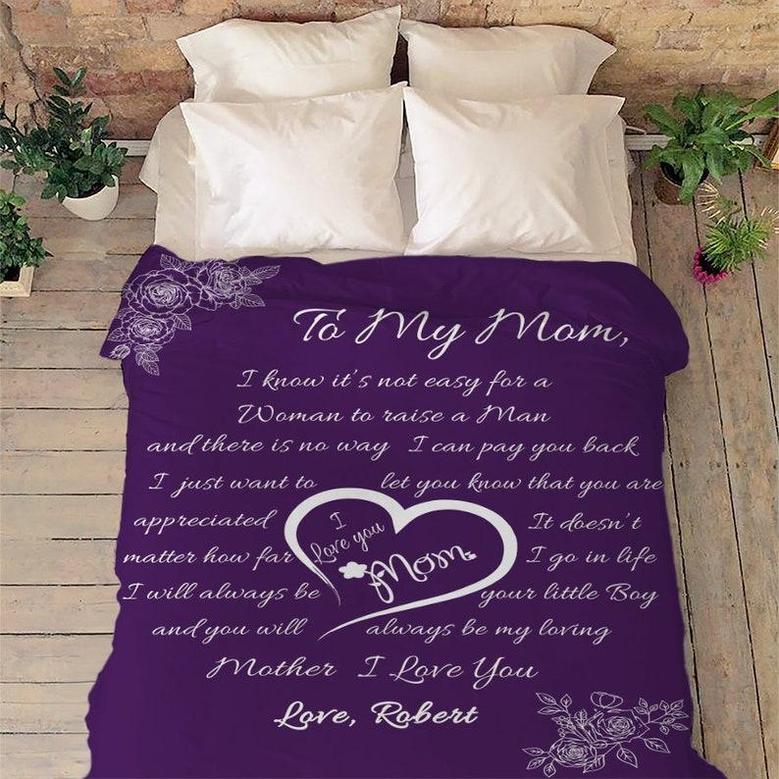 To My Mom Customized Blanket,Gift For Mom, Mama, Nana, Gift For Mother's Day,Christmas,Birthday, Personalized Gift For Mother, Quilt for bed