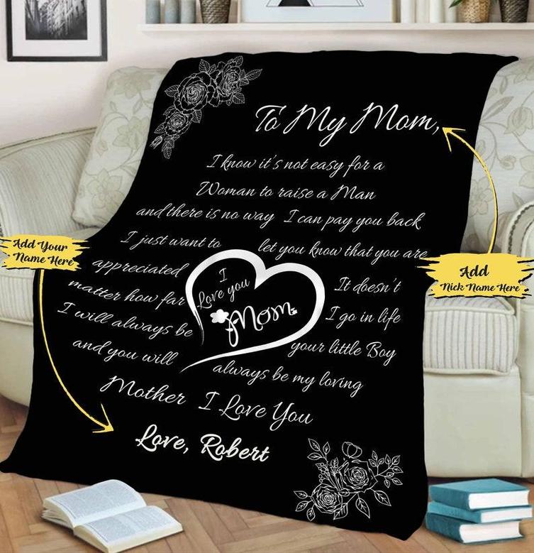 To My Mom Customized Blanket,Gift For Mom, Mama, Nana, Gift For Mother's Day,Christmas,Birthday, Personalized Gift For Mother, Quilt for bed