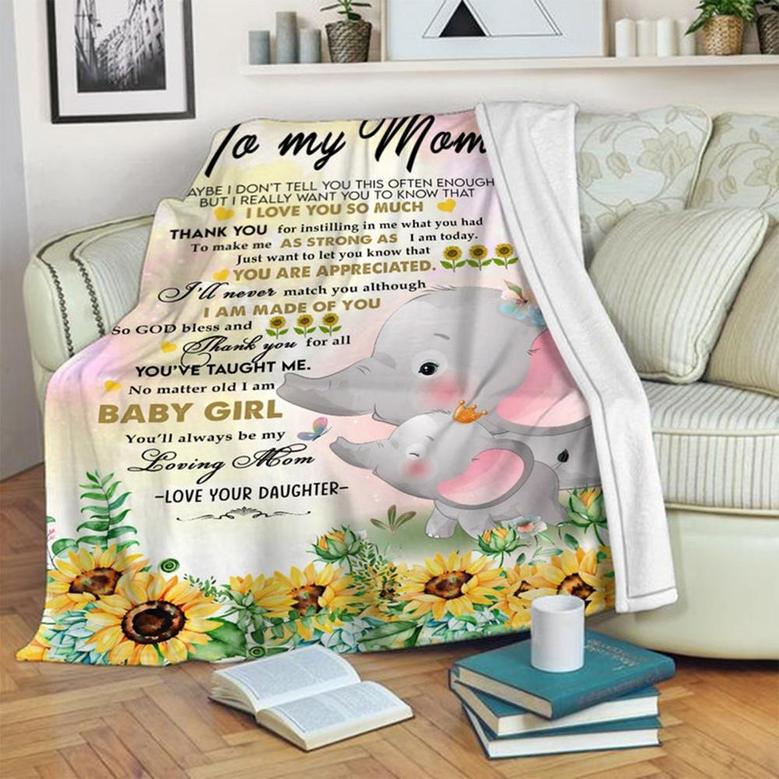 To My Mom Elephant Blanket, Mother's Day Gifts, Christmas Gift For Mother, Anniversary Gift, Mom Blanket