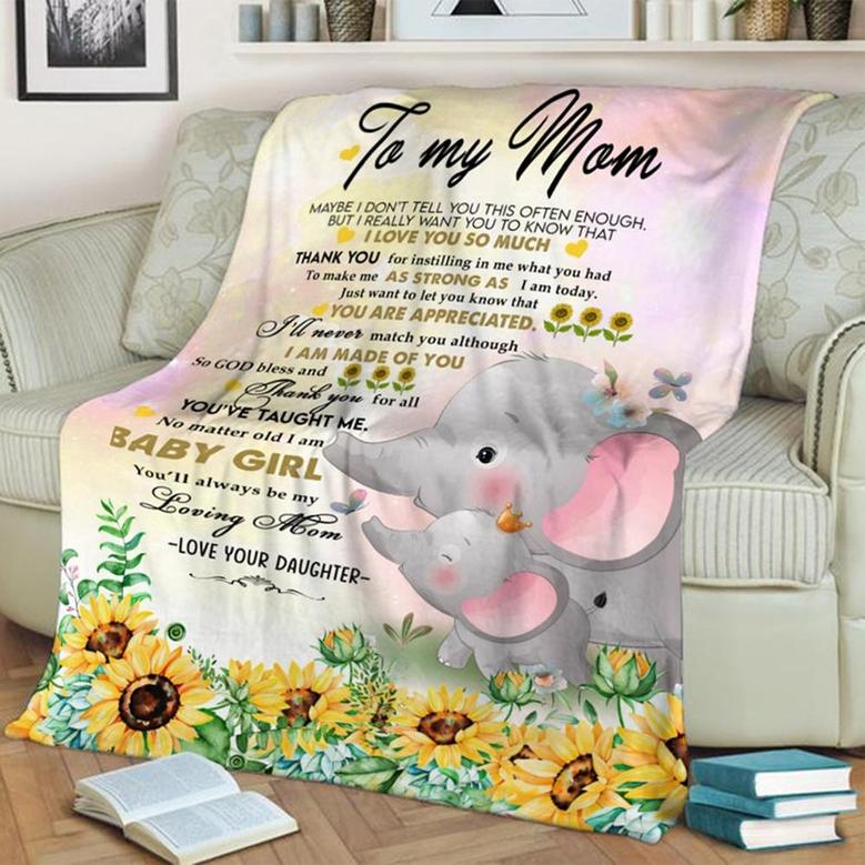 To My Mom Elephant Blanket, Mother's Day Gifts, Christmas Gift For Mother, Anniversary Gift, Mom Blanket