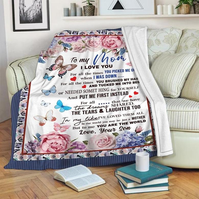 To My Mom You Are The World Love From Son Blanket, Mother's Day Gifts, Christmas Gift For Mother, Anniversary Gift, Mom Blanket