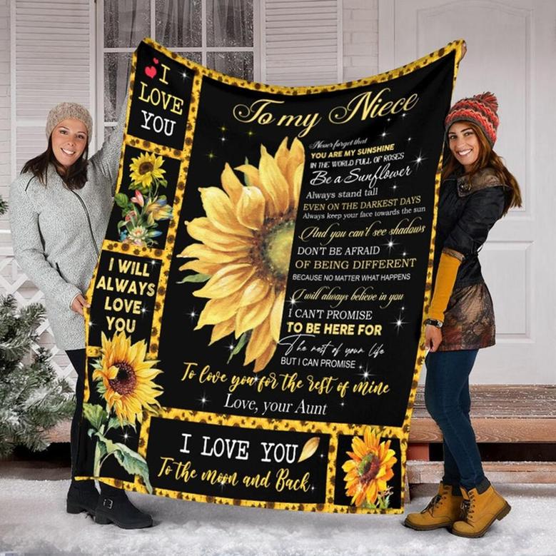 To My Niece sunflower Blanket, Fleece /Sherpa/ Mink Blankets, Christmas Gift For Niece , For Girl