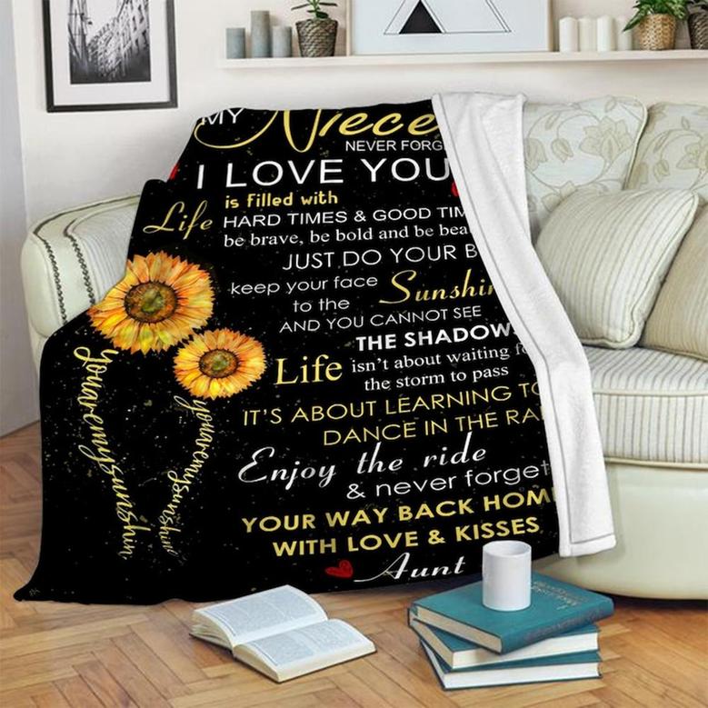 To My Niece You Are My Sunshine Blanket, Fleece /Sherpa/ Mink Blankets, Christmas Gift For Niece , For Girl