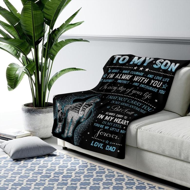 To My Son Love From Dad Blanket, Fleece Sherpa Mink Blankets, Christmas Gift For Son, For Boy