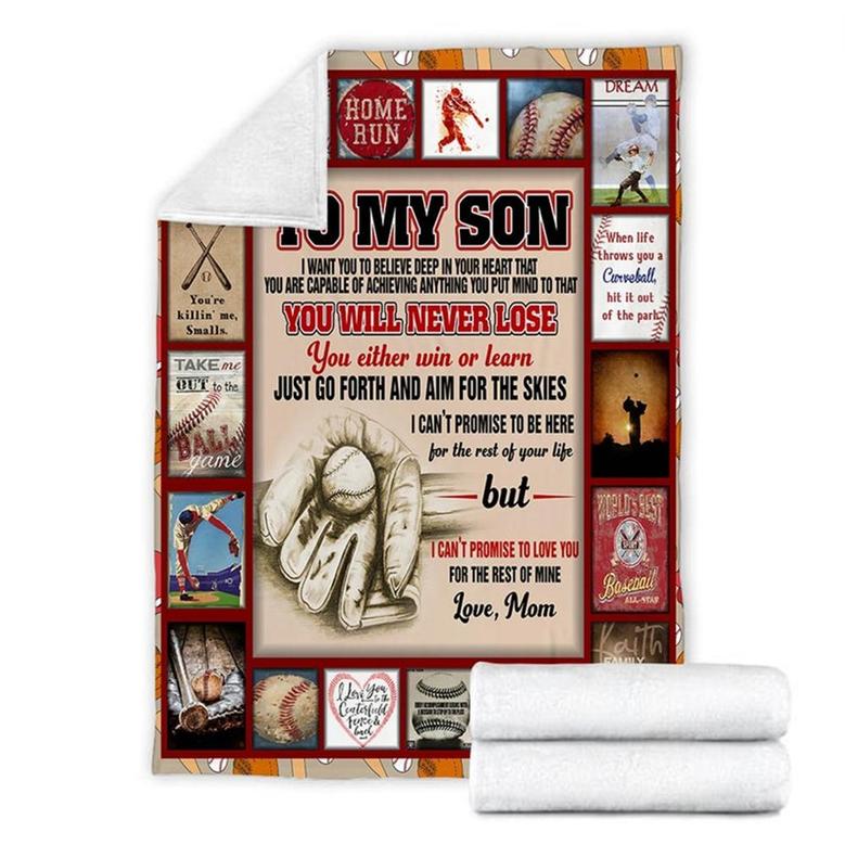 To My Son Love From Mom Baseball Blanket, Fleece /Sherpa/ Mink Blankets, Christmas Gift For Son, For Boy