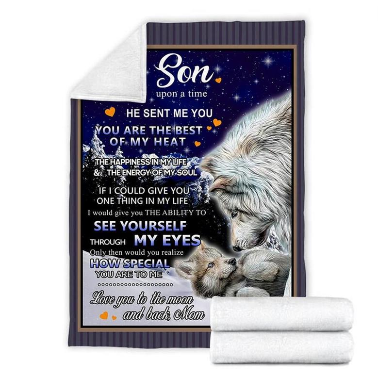 To My Son Love You To The Moon And Back Love From Mom Blanket, Fleece /Sherpa/ Mink Blankets, Christmas Gift For Son, For Boy