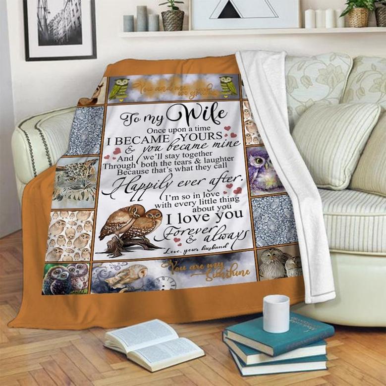 To My Wife I Love You Forever And Always Owl Blanket, Mother's Day Gifts, Christmas Gift For Wife, Anniversary Gift, Wife Blanket