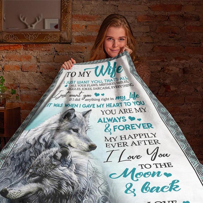 To My Wife Love You To The Moon And Back Blanket, Mother's Day Gifts, Christmas Gift For Wife, Anniversary Gift, Wife Blanket
