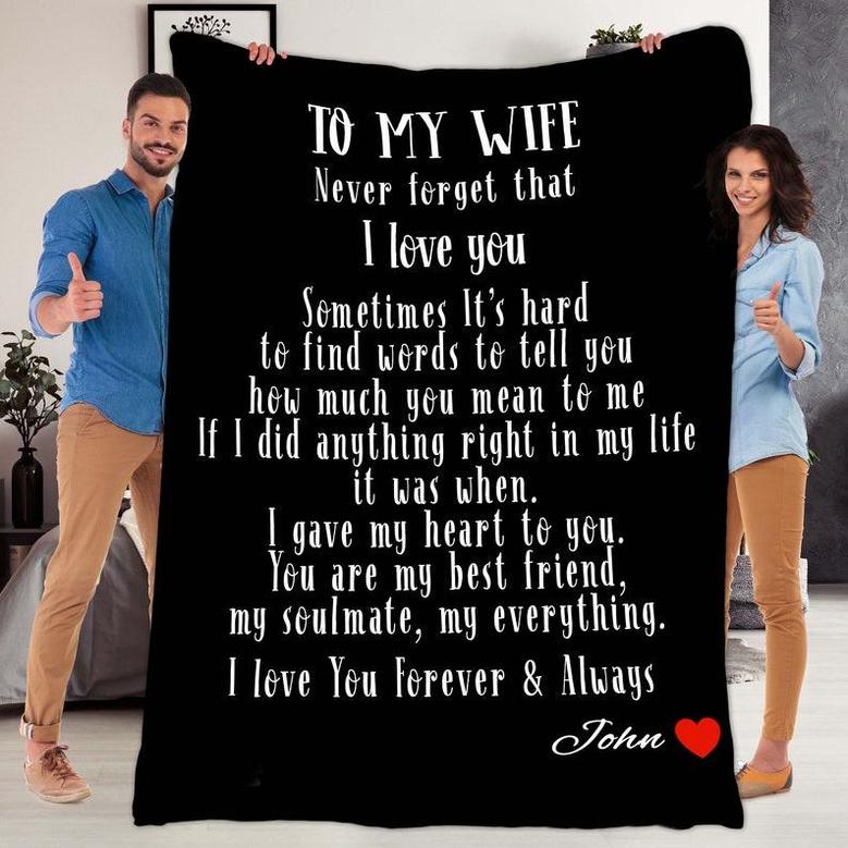 To My Wife Never Forget That I Love You Blanket, Couple Gifts, Custom Blanket, Gift For Anniversary, Birthday, Christmas, Gift For Her