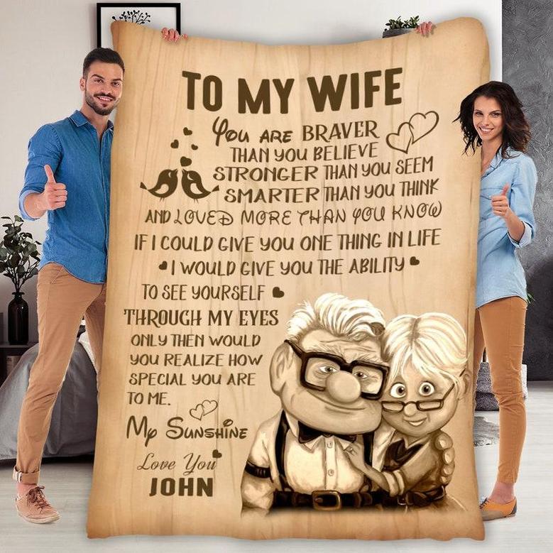 To My Wife You Are My Sunshine Customized Blanket, Blanket For Wife, Gift For Birthday, Anniversary, Valentine's Day, Christmas,Gift For Her