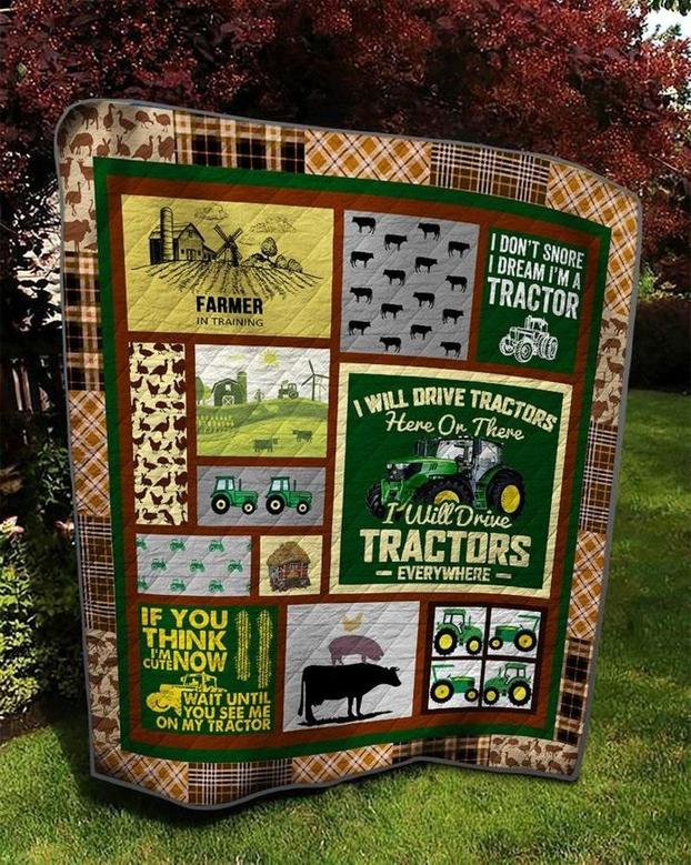 Tractor Blanket, I will drive tractor, blanket for Farmer, Christmas blanket, blanket for daddy, Grandpa and grandson gifts, gift for boy