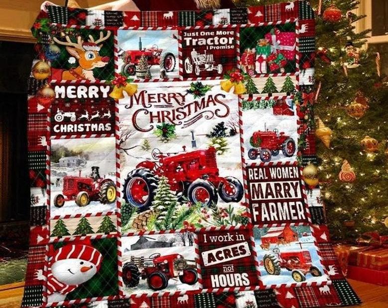 Tractor Christmas Blankets, Farmer blanket, Blanket for farmer, tractor for daddy, farming truck for boy, grandpa gifts, family farmer gifts