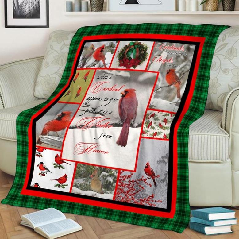 When A Cardinal Appear In Your Yard Blanket, Special Blanket, Anniversary Gift, Christmas Memorial Blanket Gift Friends and Family Gift