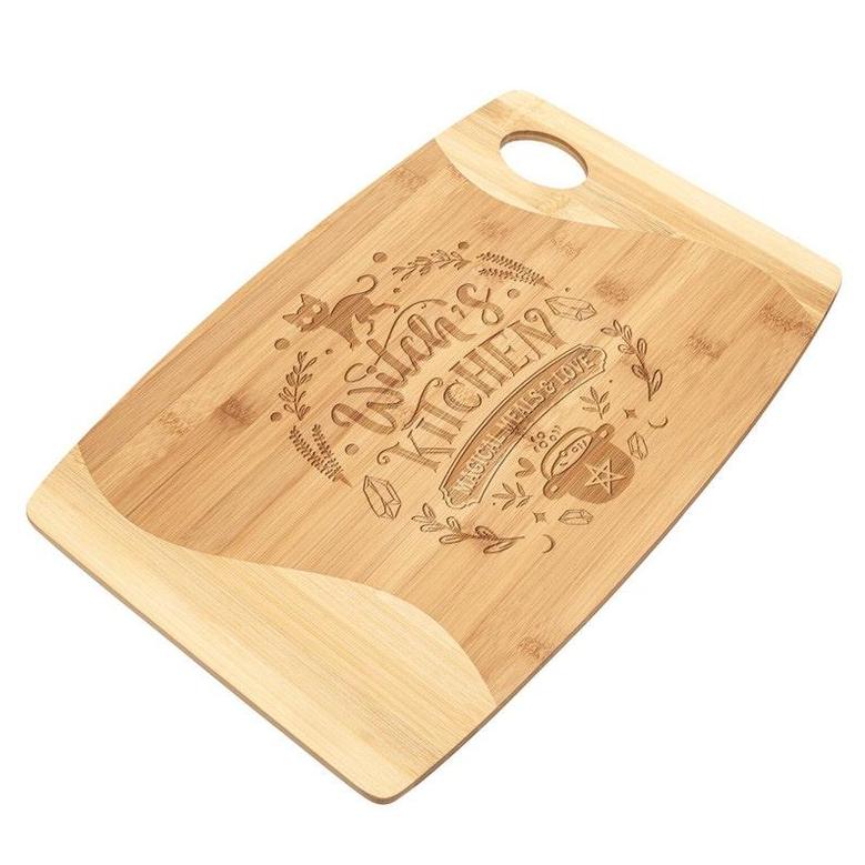 Witch's Kitchen Magical Meals and Love Cutting Board Organic Bamboo Wood Engraved Birthday Christmas Halloween Gift Witch Witchy Goth Gothic