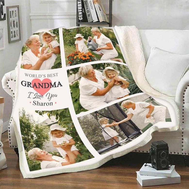 World's Best Grandma/Grandpa/Mom/Dad/Nana Customized Blanket, Blankets For Grandparent's Day, Christmas, Birthday, Custom Fleece Blanket