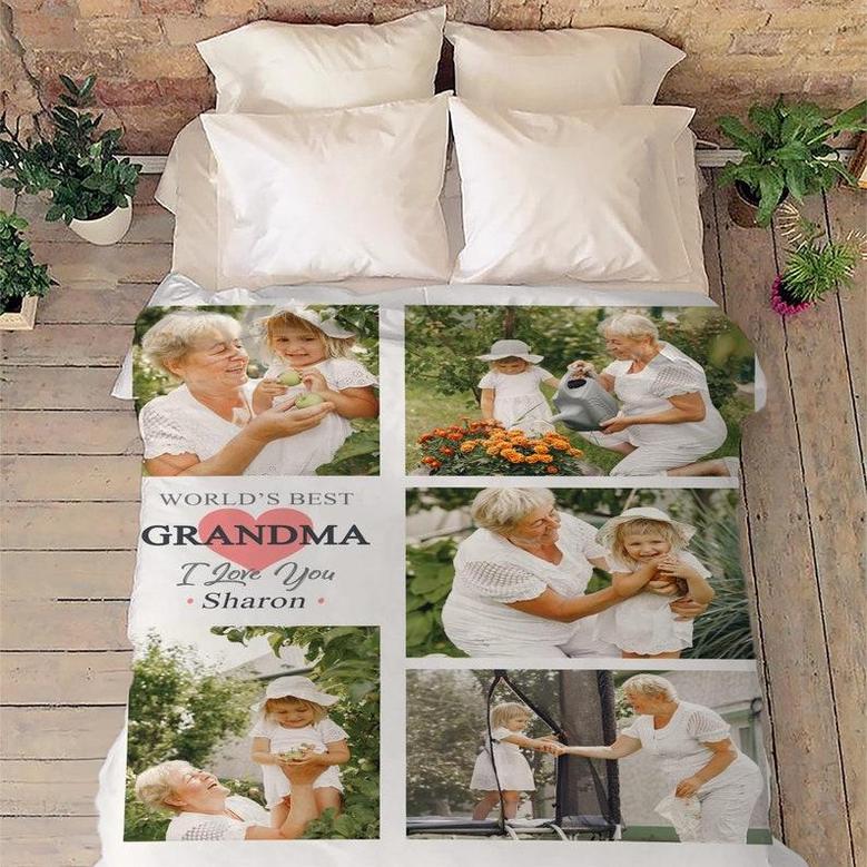 World's Best Grandma/Grandpa/Mom/Dad/Nana Customized Blanket, Blankets For Grandparent's Day, Christmas, Birthday, Custom Fleece Blanket