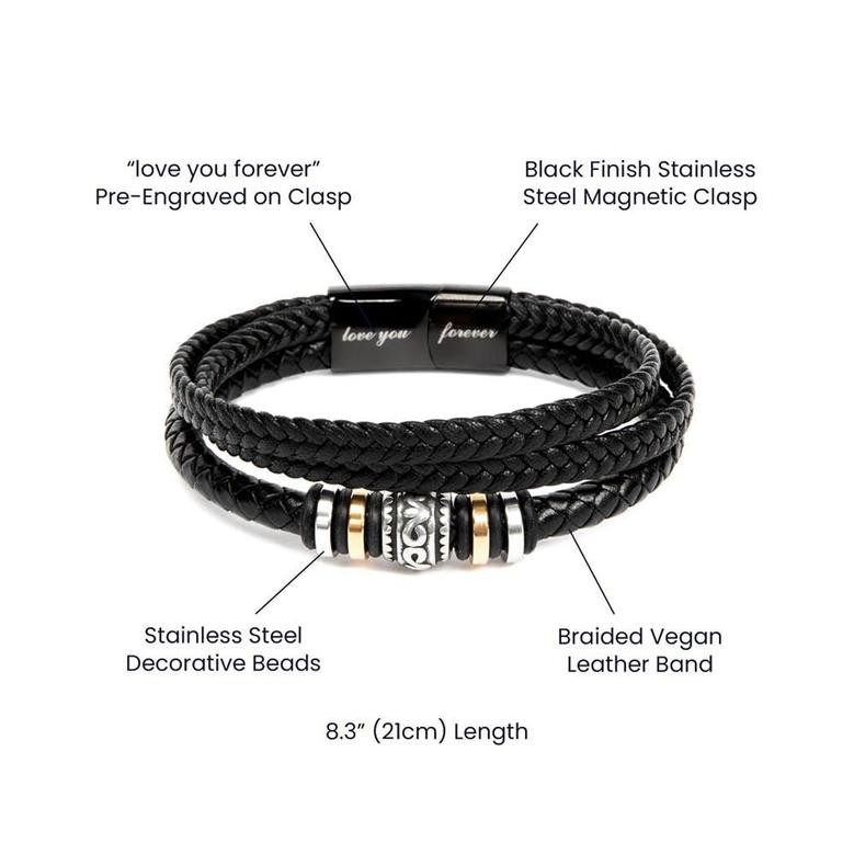 To Dad Leather Bracelet Gift From Daughter With Heartfelt Message Card