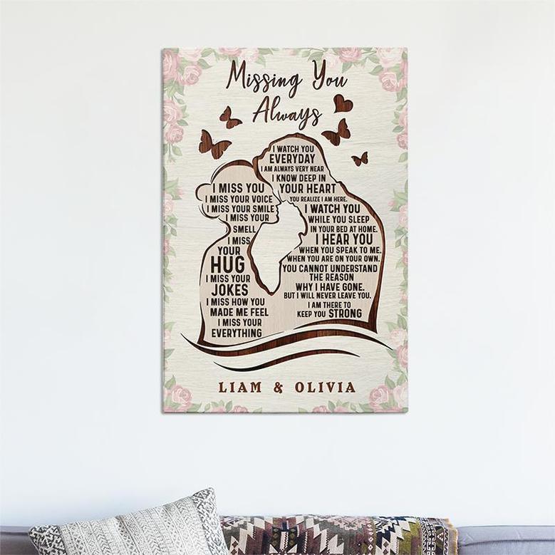 Missing You Always Custom Name Memories Canvas | Gift For Couple Loss Canvas | Personalized Memories Canvas