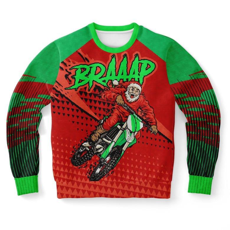 Braaap 25 Motorcross Santa Ugly Christmas Sweater