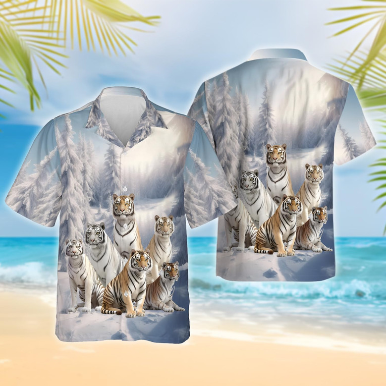 Tiger Hawaiian Shirt for Men - Wild Animal Mens Button Down Shirt, Mens Hawaiian Shirts Short Sleeve
