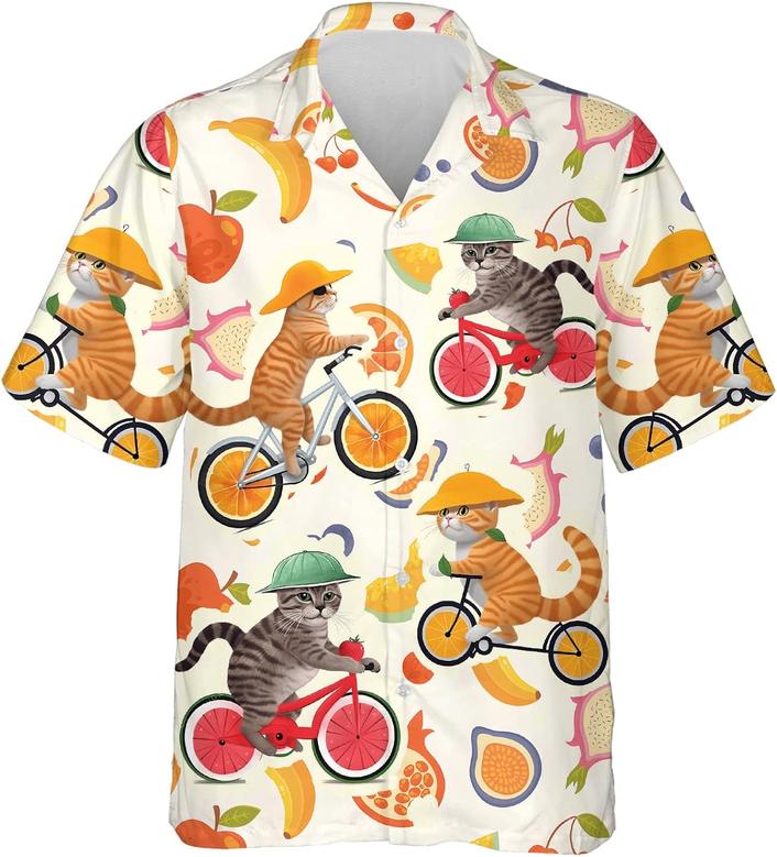 Tropical Cycling Hawaiian Shirts for Men - Summer Sport Button Down Cruise Shirt Mens Hawaiian Shirts Short Sleeve