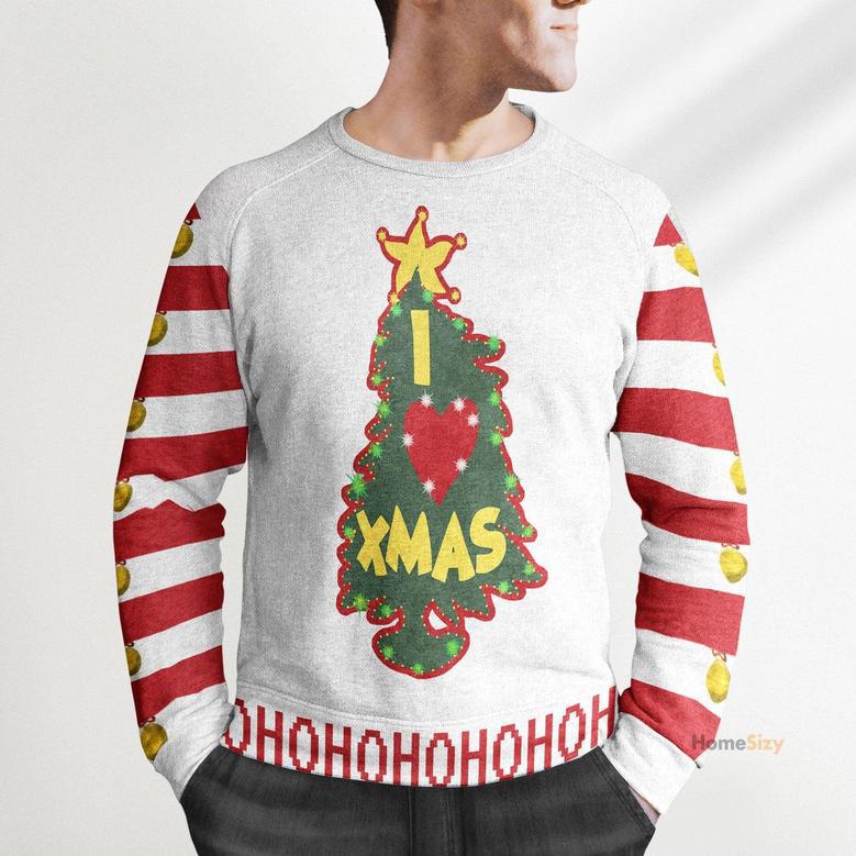 3D Grinch I Love Christmas Ugly Sweater