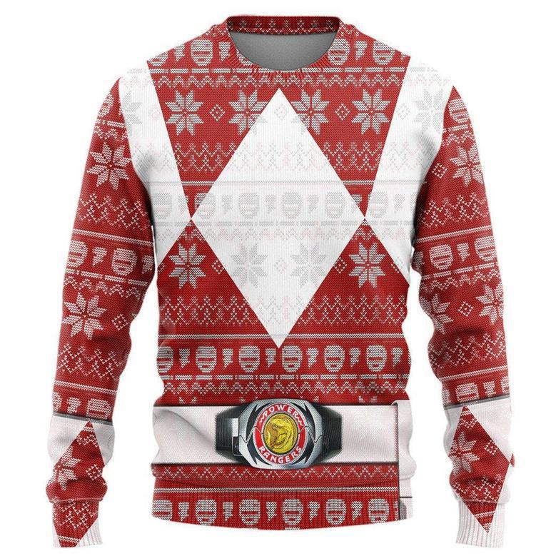 3D Mighty Morphin Red Power Ranger Ugly Sweater