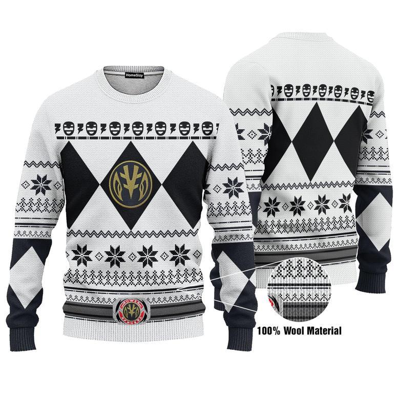 3D Mighty Morphin White Power Rangers Ugly Sweater