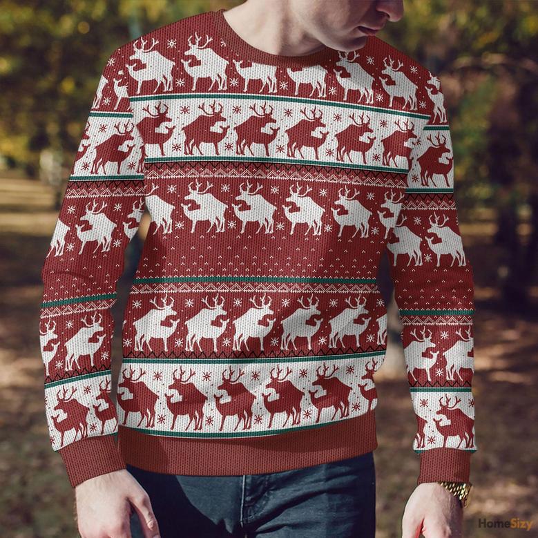 3D Red Reindeer Christmas Ugly Sweater - Best Gift For Christmas