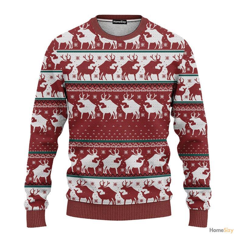 3D Red Reindeer Christmas Ugly Sweater - Best Gift For Christmas