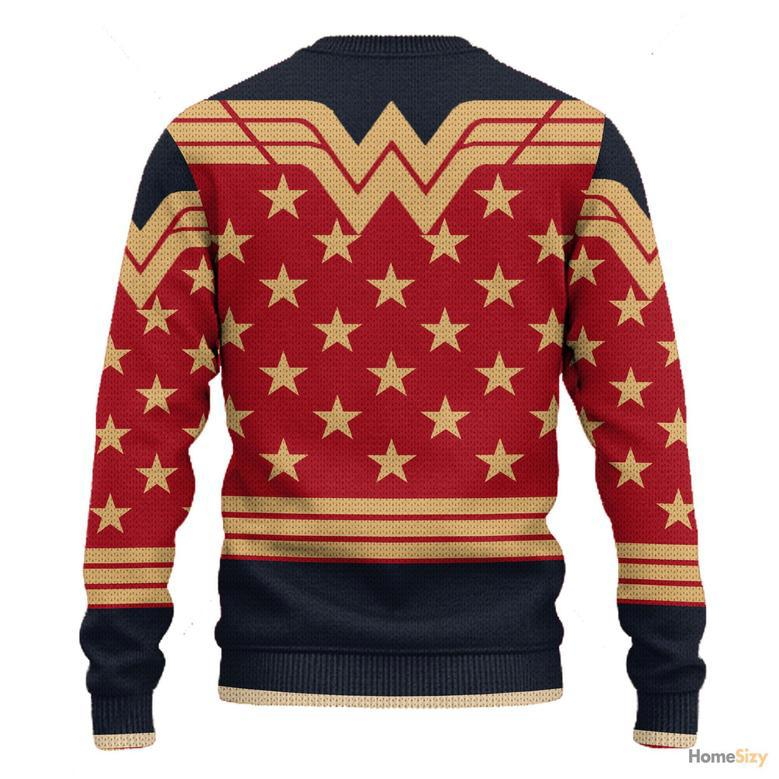 Adult Wonder Woman Dark Blue Ugly Christmas Sweater