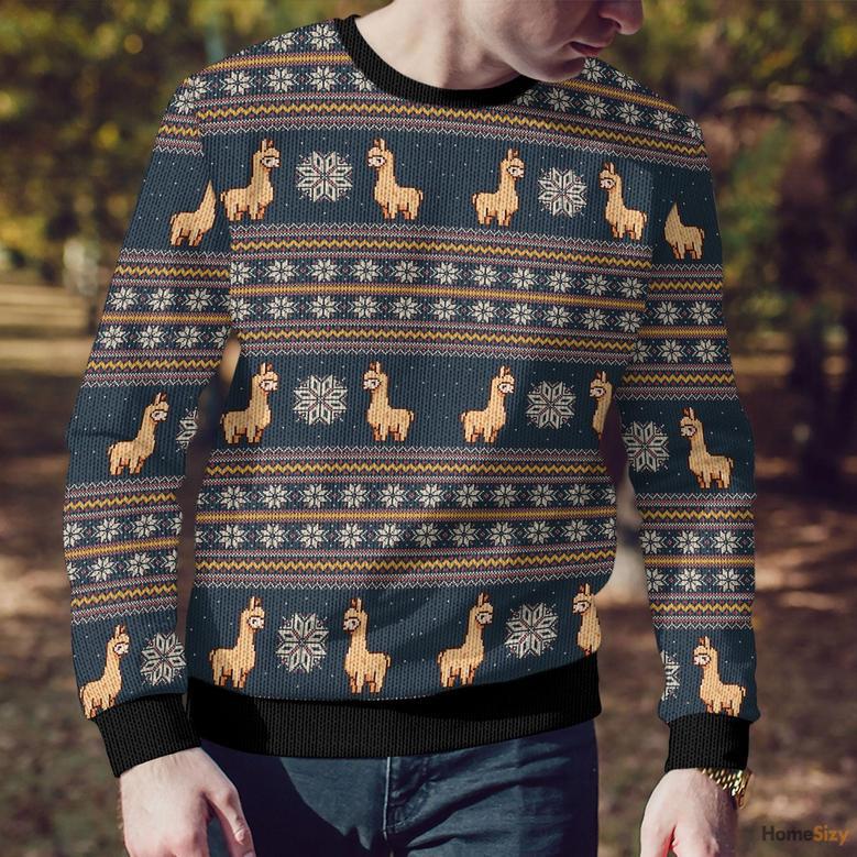 Amazing Llama Ugly Christmas Sweater For Men And Women