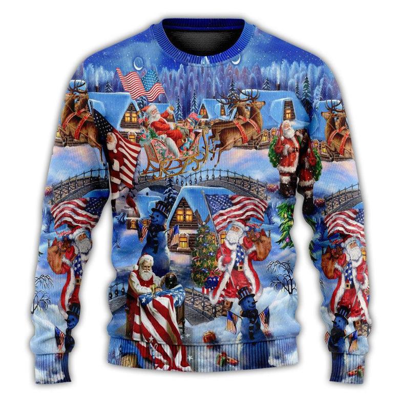 America Christmas Patriotic Santa Claus Ugly Christmas Sweaters