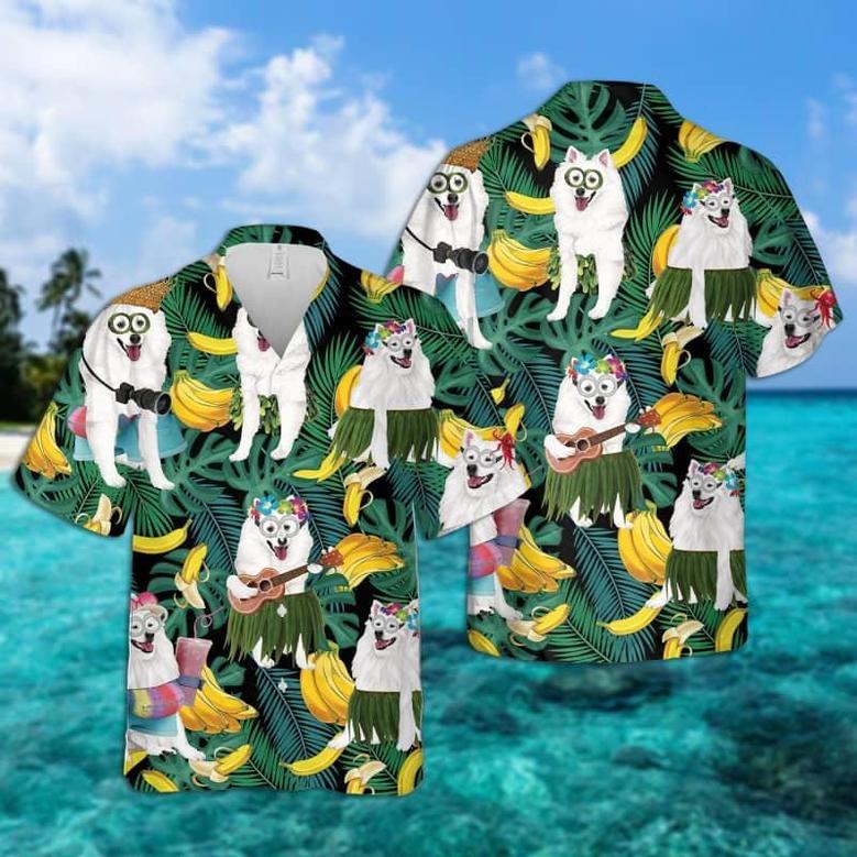 American Eskimo Hawaiian Shirt, Tropical Summer Aloha Shirt For Men -  Perfect Gift For American Eskimo Lovers, Husband, Boyfriend, Friend, Family