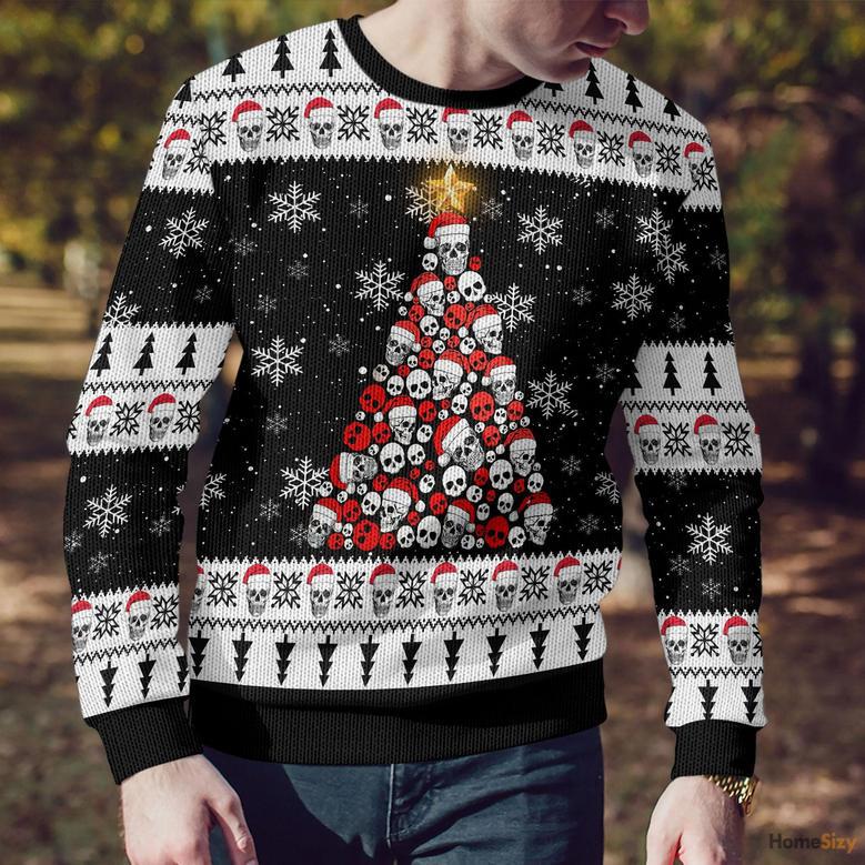 Animal Skull Pine Tree Ugly Christmas Sweater