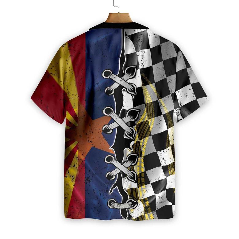 Arizona Racing Flag Aloha Hawaiian Shirt For Summer, Colorful Hawaiian Shirt Outfit For Men Women, Gift For Friend, Team, Family, Racing Lover