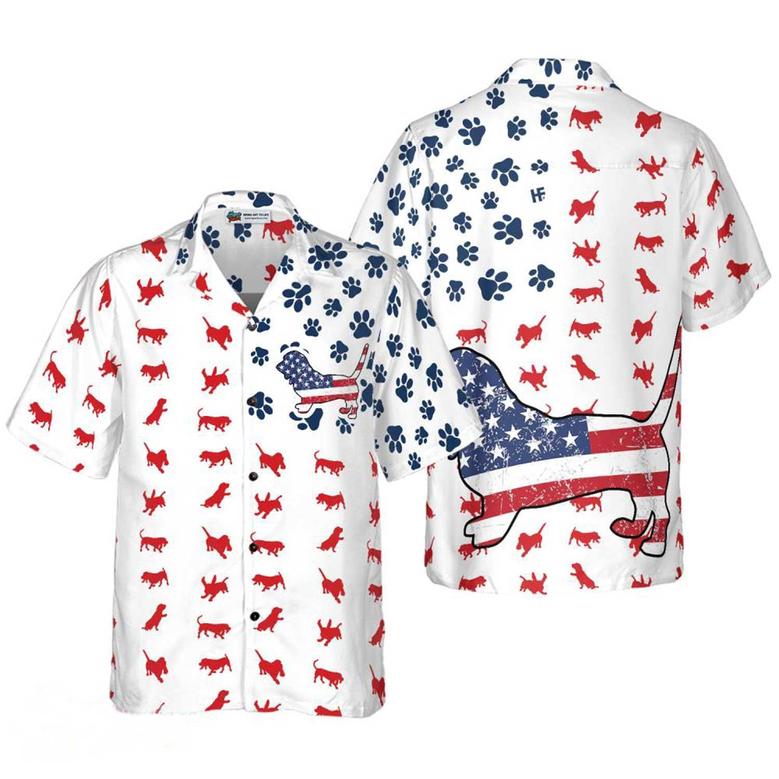 Basset Hound Aloha Hawaiian Shirts For Summer, Basset American Flag Hawaiian Shirt For Men Women, 4th of July Gift For Dog Lovers, Independence Day