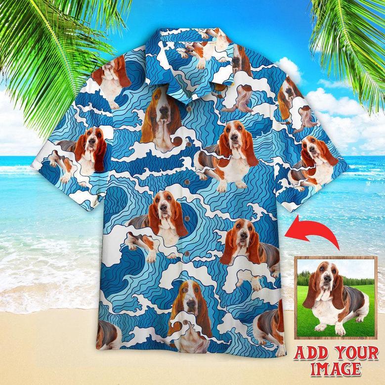 Basset Hound Dog Custom Photo Hawaiian Shirt, Custom Animal Hawaiian Shirt, Personalized Hawaiian Shirt - Perfect Gift For Dog Lovers, Family, Friends