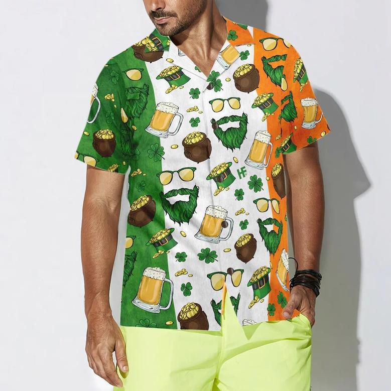 Beard Saint Patrick's Day Seamless Pattern Hawaiian Shirt, Funny Aloha Shirt - Perfect Gift For Friends, Husband, Boyfriend, Family, Summer Lovers